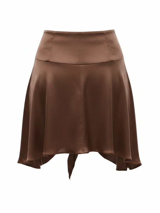 Anthropologie Dresses & Skirts - Anthropologie Chocolate Brown Satin Asymmetrical Skirt